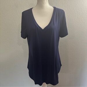 Navy V-Neck Short Sleeve Top